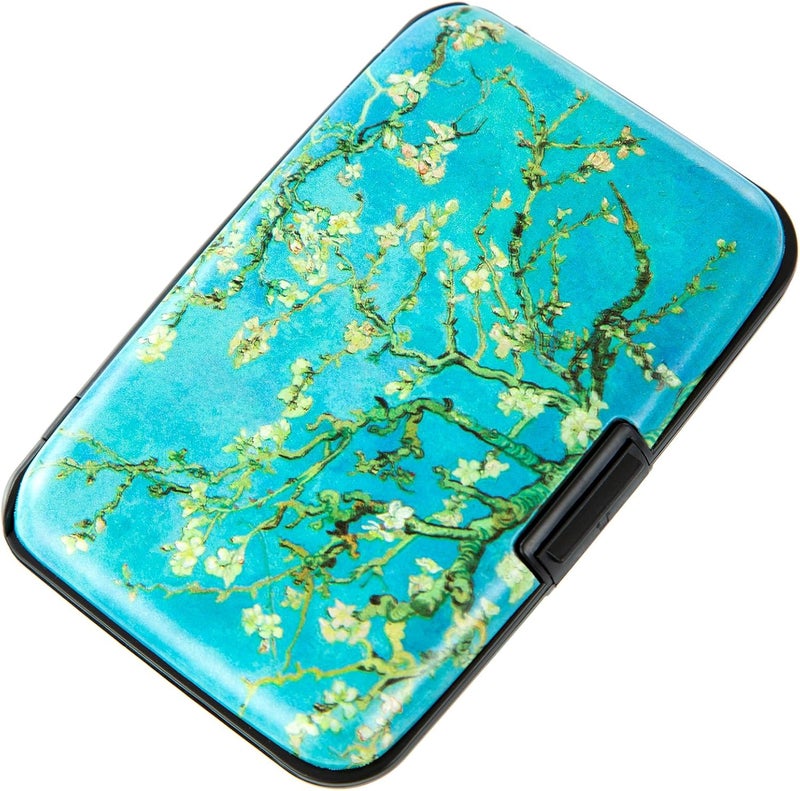 Kaabao Credit Card Holder, Metal Card Wallet RFID Blocking Mini Slim Aluminum Business Hard Card Case for Women Men (Vincent van Gogh Almond Blossoms) - Image 1